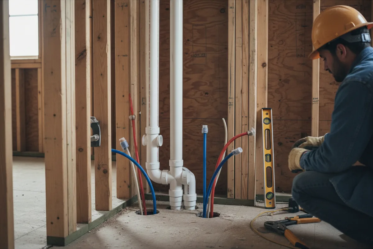 Drain and supply rough-in during Leak Detection in Sylvester